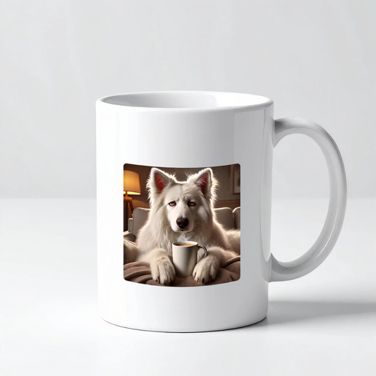 Tasse - Tired weißer Schäferhund